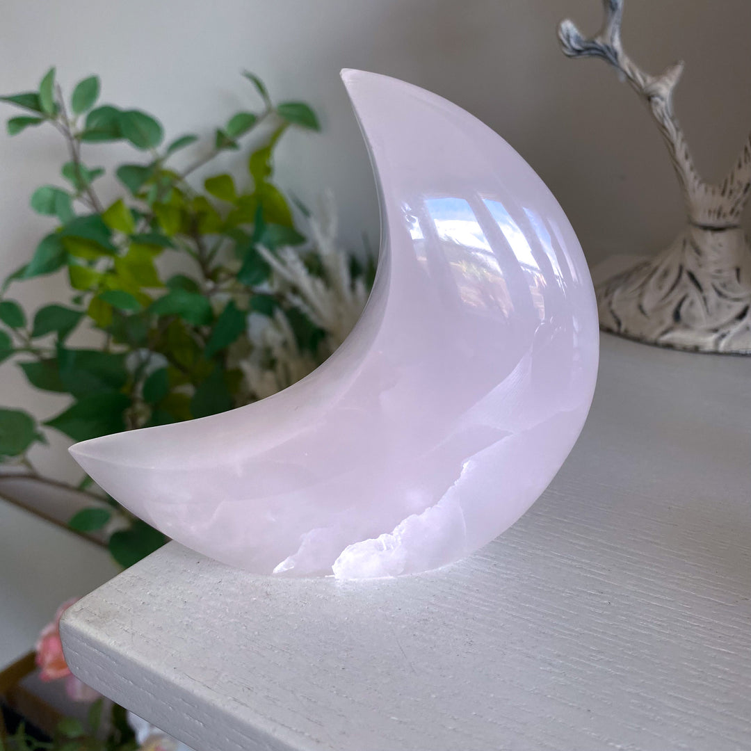 Large Pink Calcite Standing Moon 