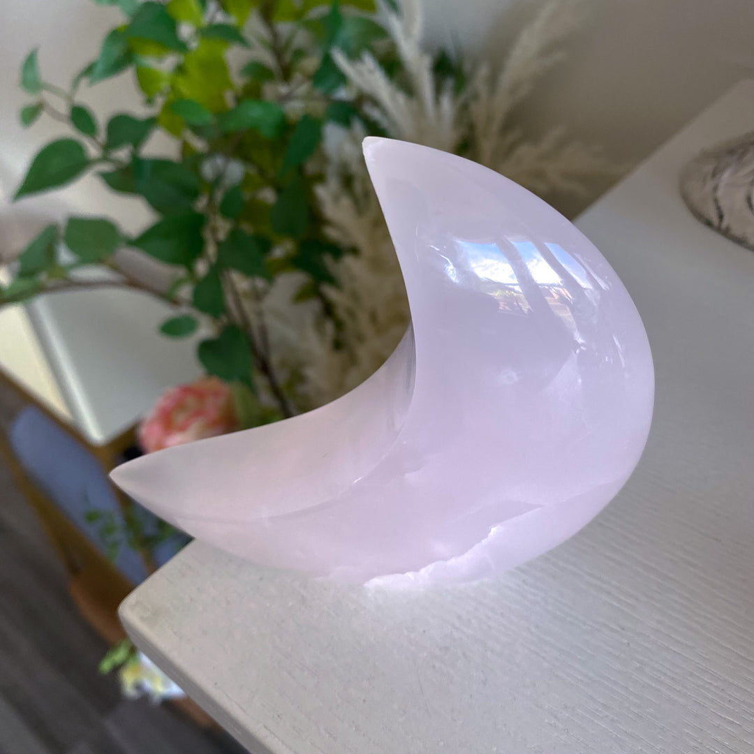 Large Pink Calcite Standing Moon 