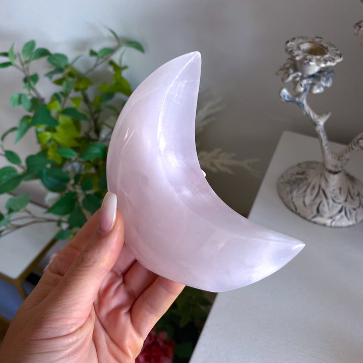 Large Pink Calcite Standing Moon 