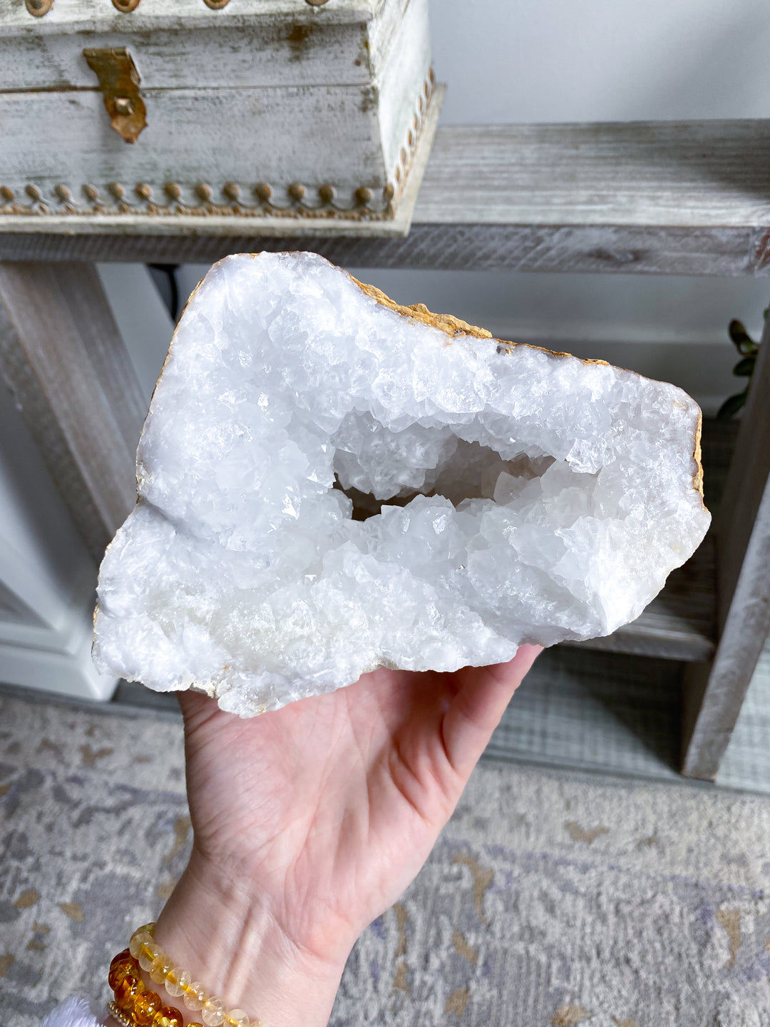 4.5LB GIANT White Calcite Geode - Aura Cleanse - Angel Communication - Cleansing - Bedroom Decor - Protection - Fresh Start