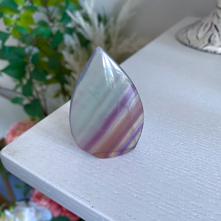 Small Pastel Green and Purple Rainbow Fluorite Flame 