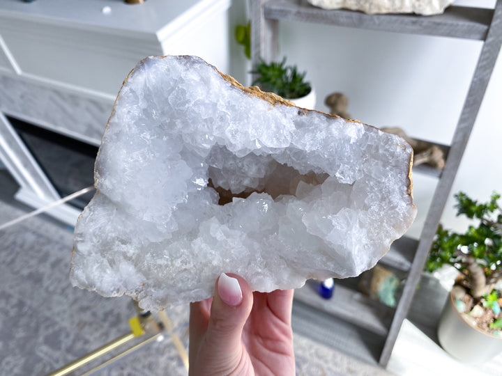 4.5LB GIANT White Calcite Geode - Aura Cleanse - Angel Communication - Cleansing - Bedroom Decor - Protection - Fresh Start