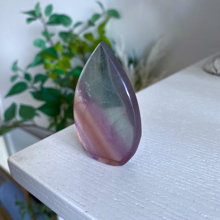 Small Pastel Green and Purple Rainbow Fluorite Flame 