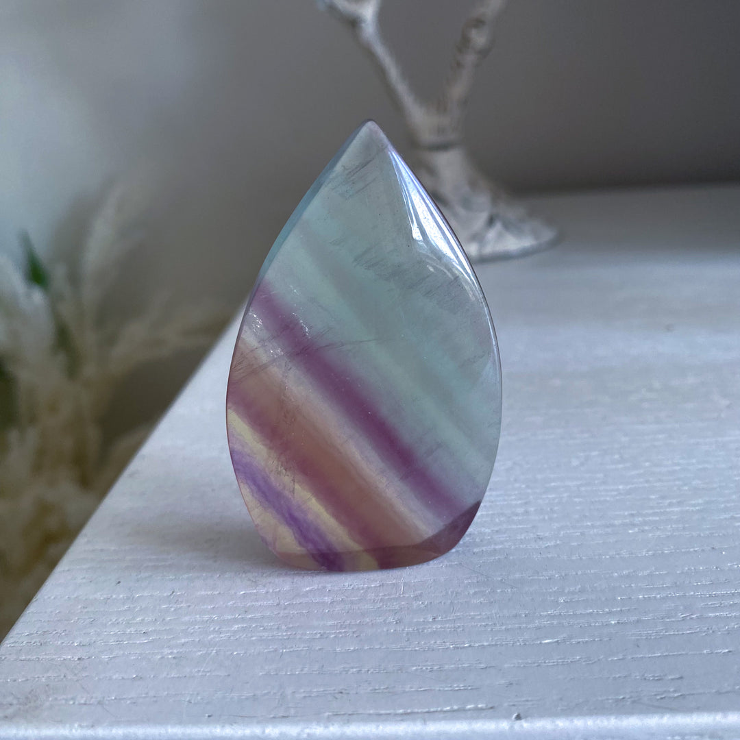 Small Pastel Green and Purple Rainbow Fluorite Flame 