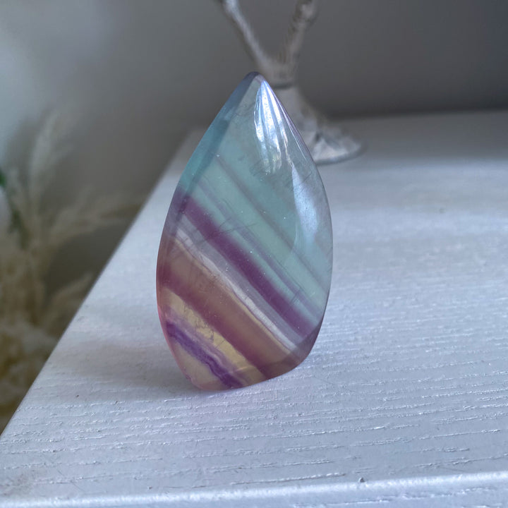 Small Pastel Green and Purple Rainbow Fluorite Flame 