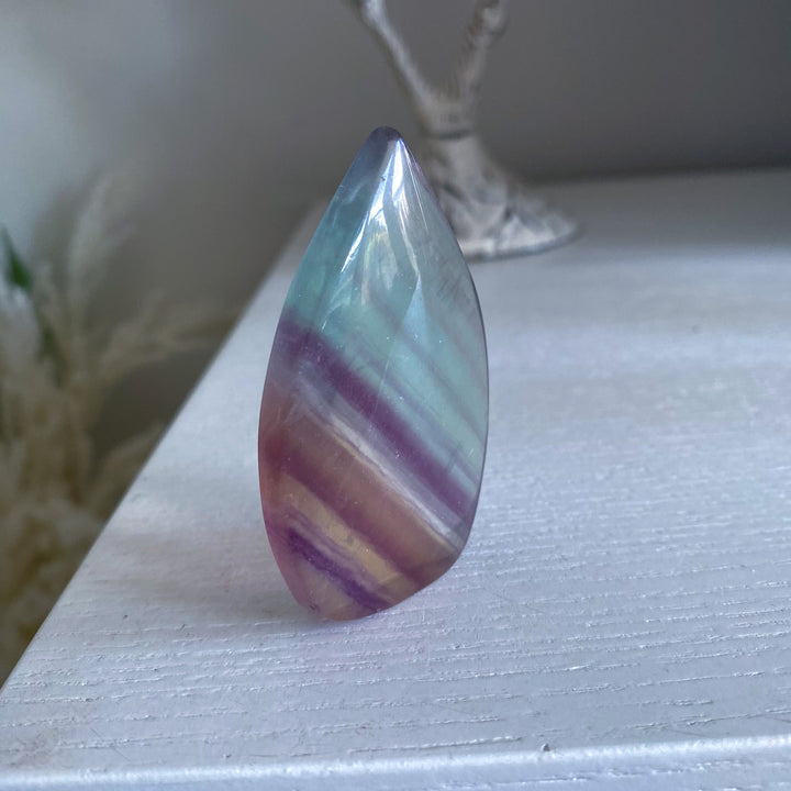 Small Pastel Green and Purple Rainbow Fluorite Flame 