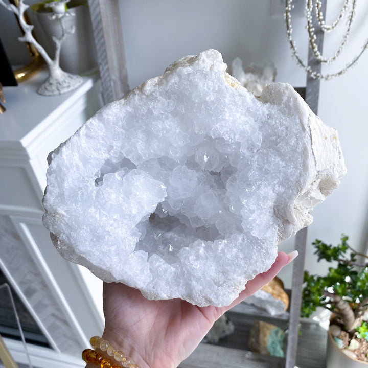 7LB Giant White Calcite Geode - Aura Cleanse