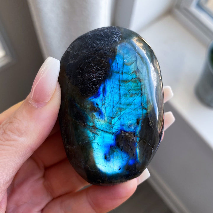 Flashy Blue Labradorite Palm Stone 