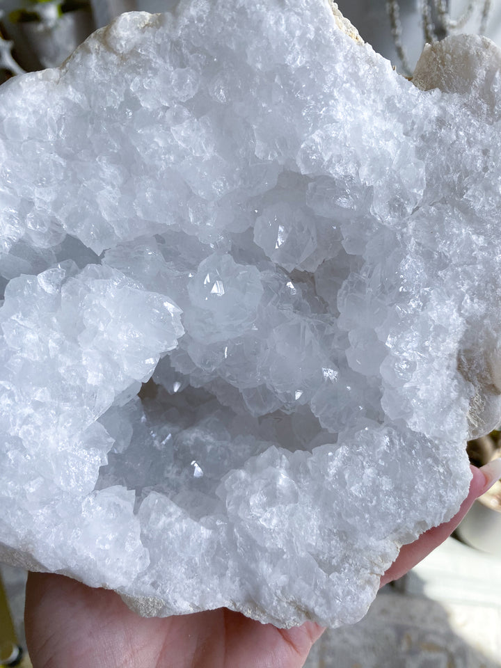 7LB Giant White Calcite Geode - Aura Cleanse