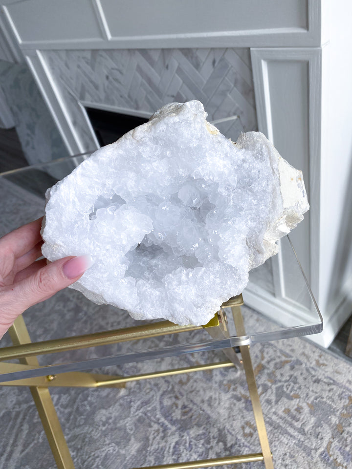 7LB Giant White Calcite Geode - Aura Cleanse
