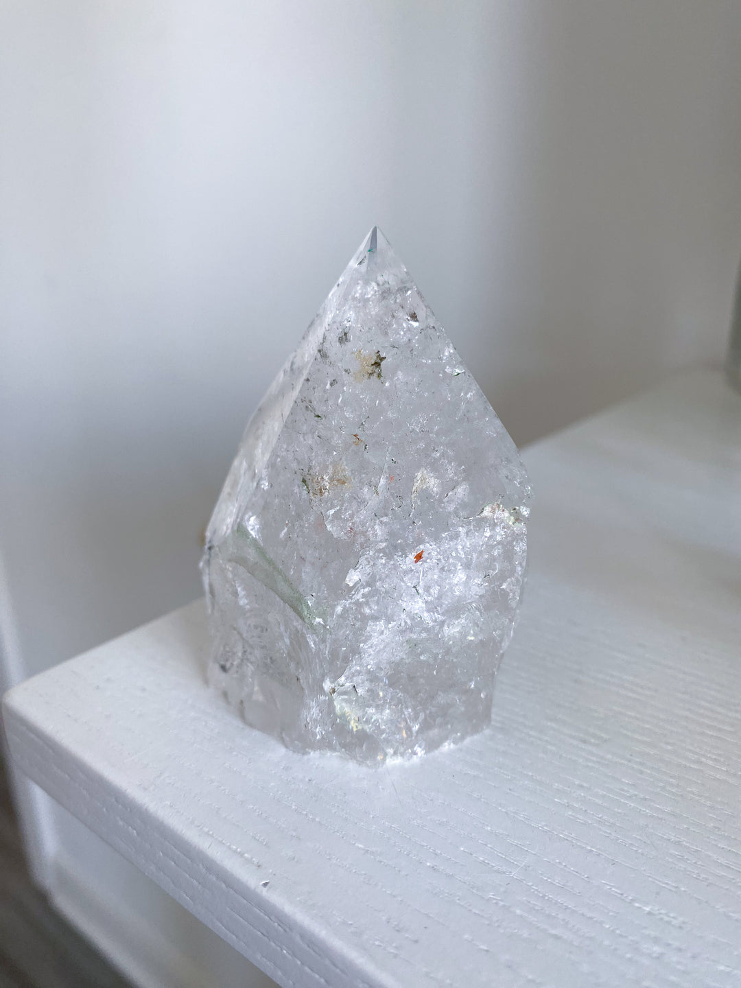 Clear Quartz Top Polish Point w/ Rainbows, Inclusions