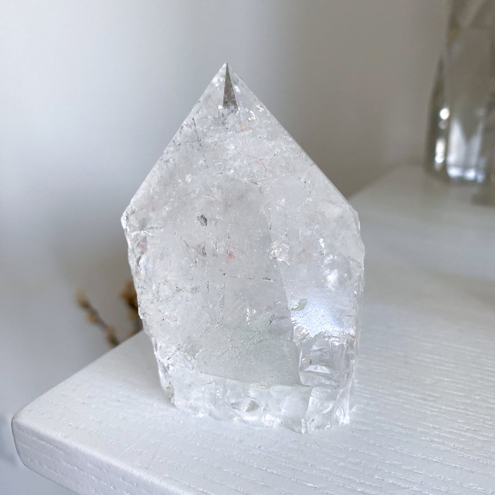 Clear Quartz Top Polish Point w/ Rainbows, Inclusions