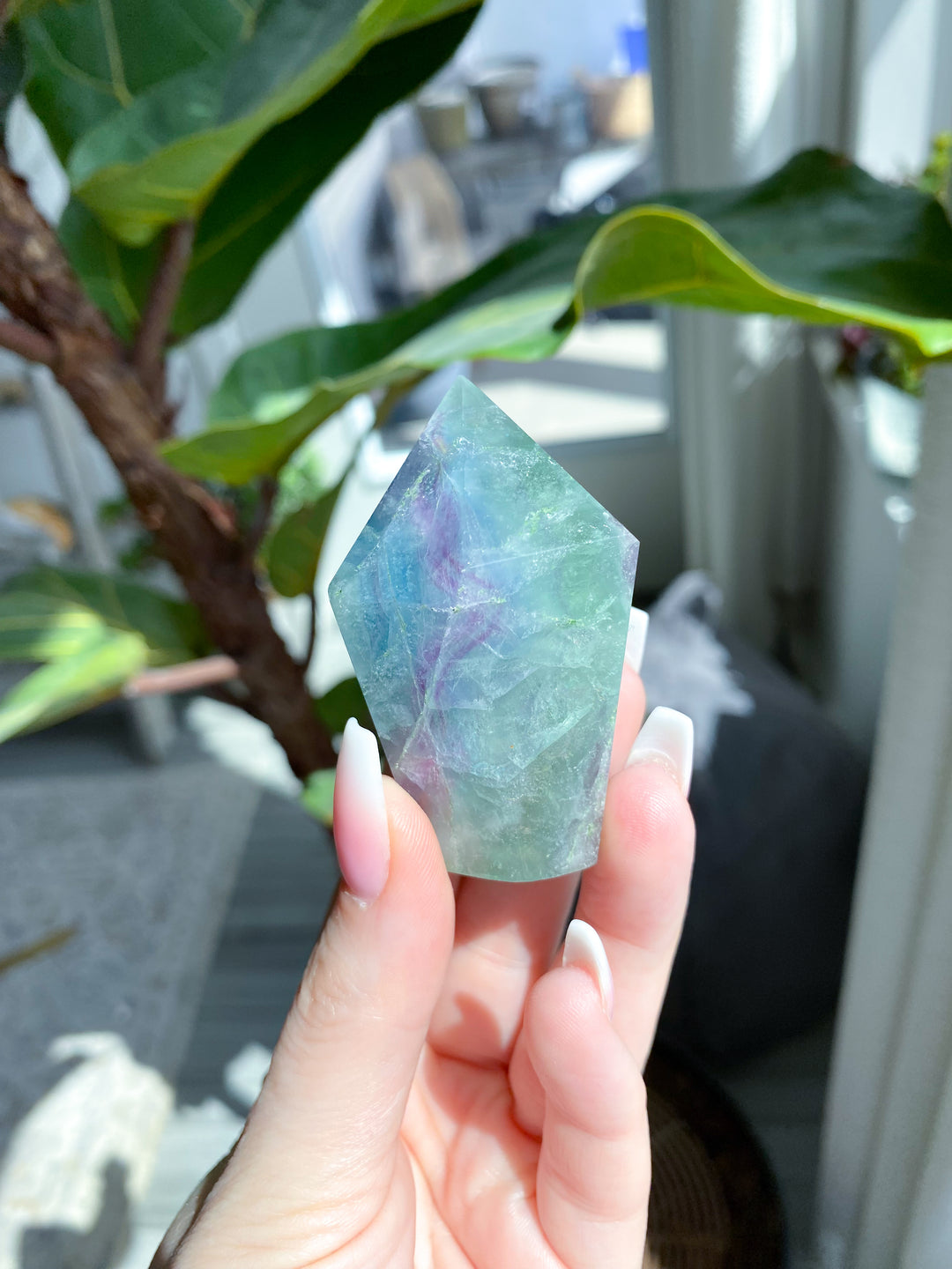 Small Polished Rainbow Fluorite Point - Get EXACT Stone