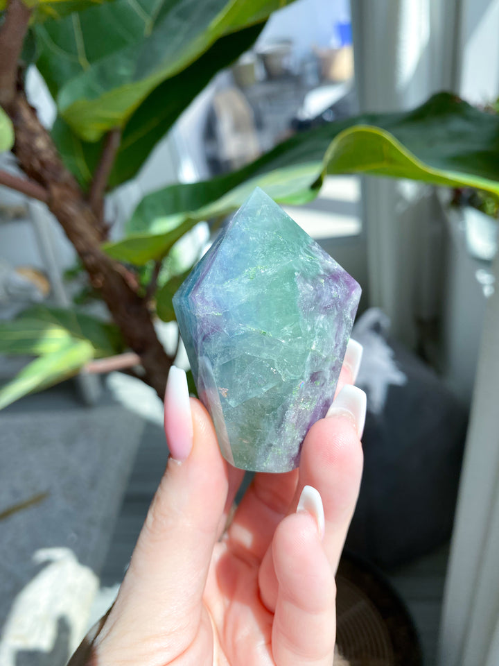 Small Polished Rainbow Fluorite Point - Get EXACT Stone