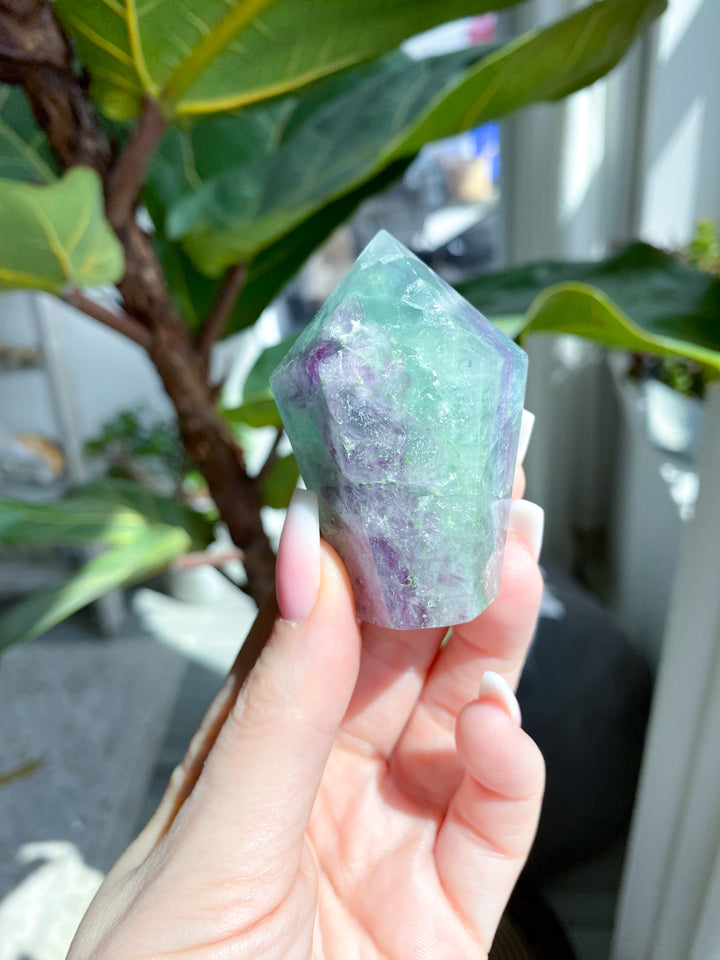 Small Polished Rainbow Fluorite Point - Get EXACT Stone