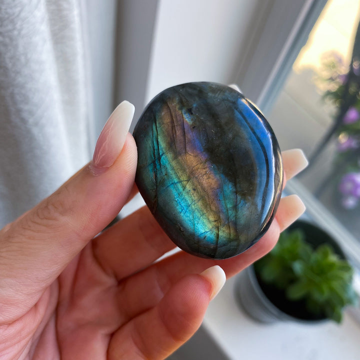 Flashy Labradorite Palm Stone 