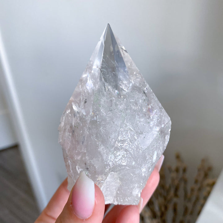 Clear Quartz Top Polish Point 3" w/ Inclusions