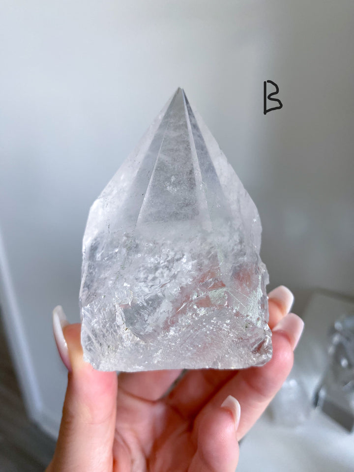 Clear Quartz Top Polish Point 3" w/ Inclusions