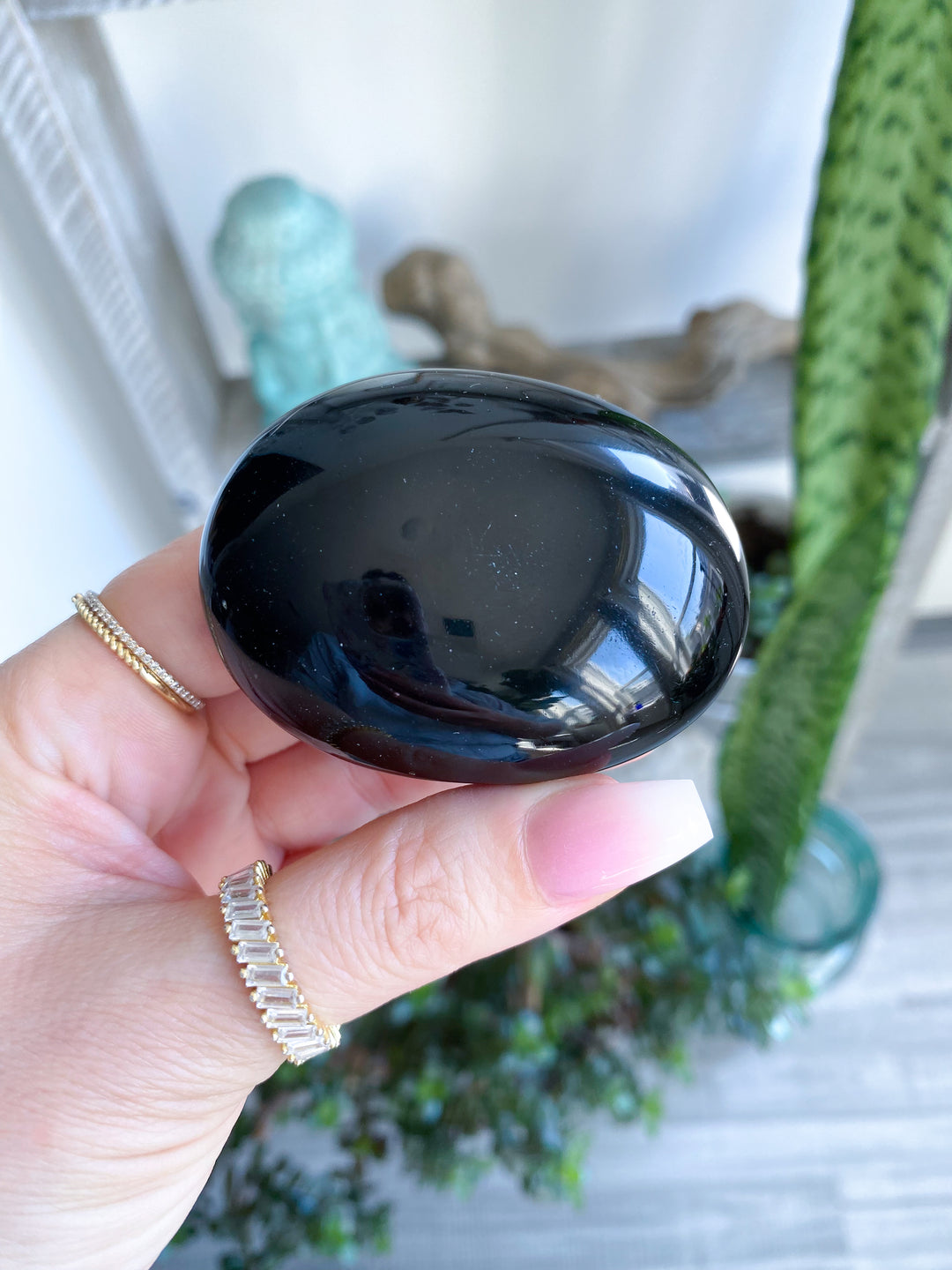 Black Obsidian Palm Stone