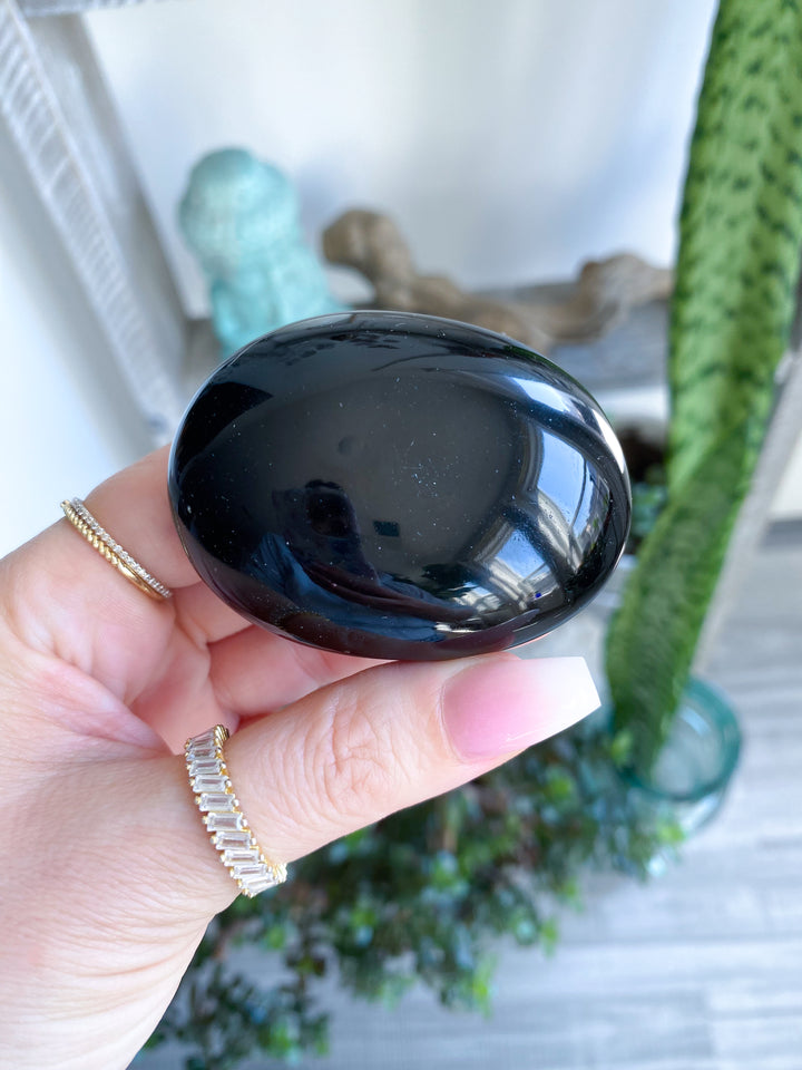 Black Obsidian Palm Stone