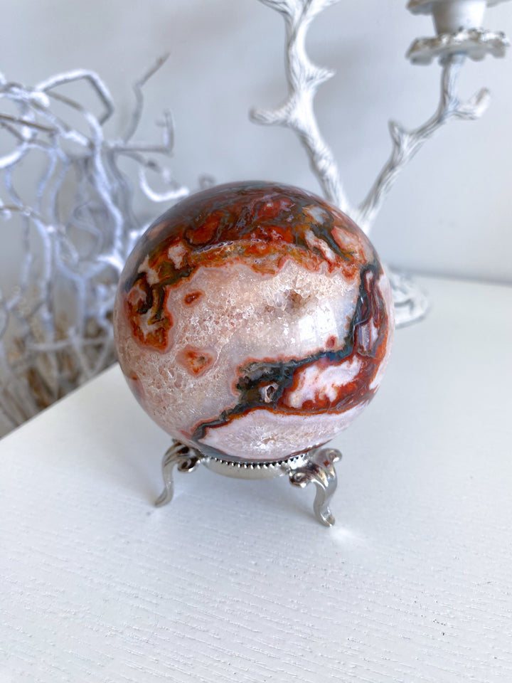 Carnelian & Moss Agate Sphere #2