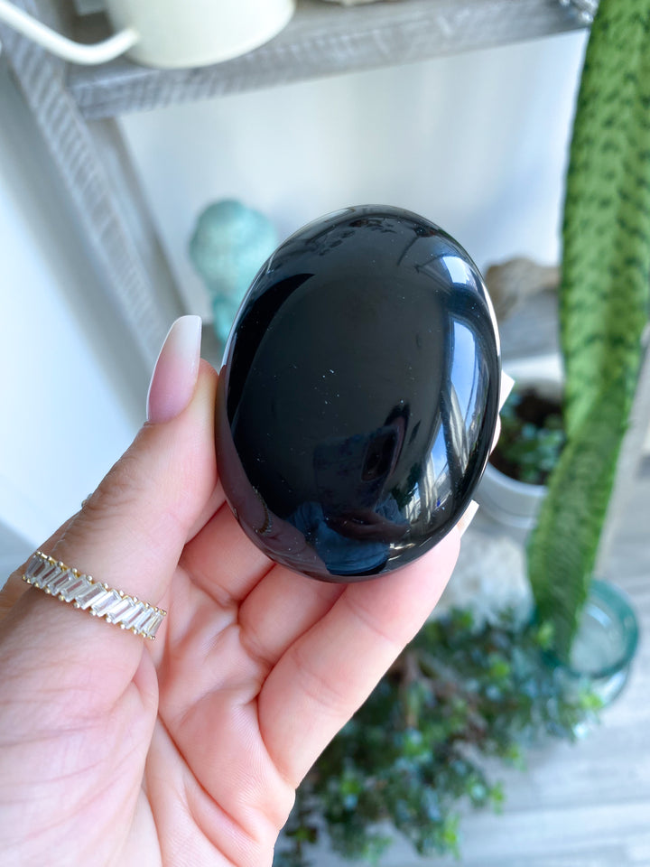 Black Obsidian Palm Stone
