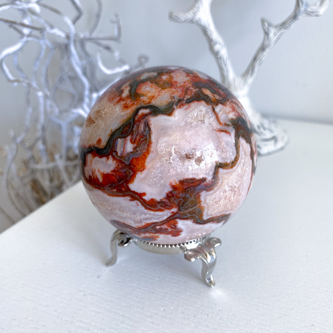 Carnelian & Moss Agate Sphere #2
