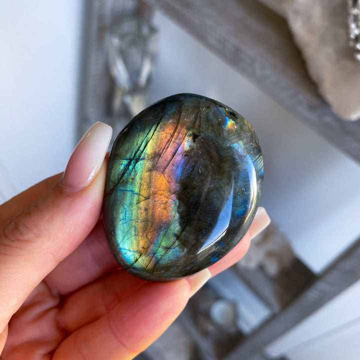 Flashy Labradorite Palm Stone 