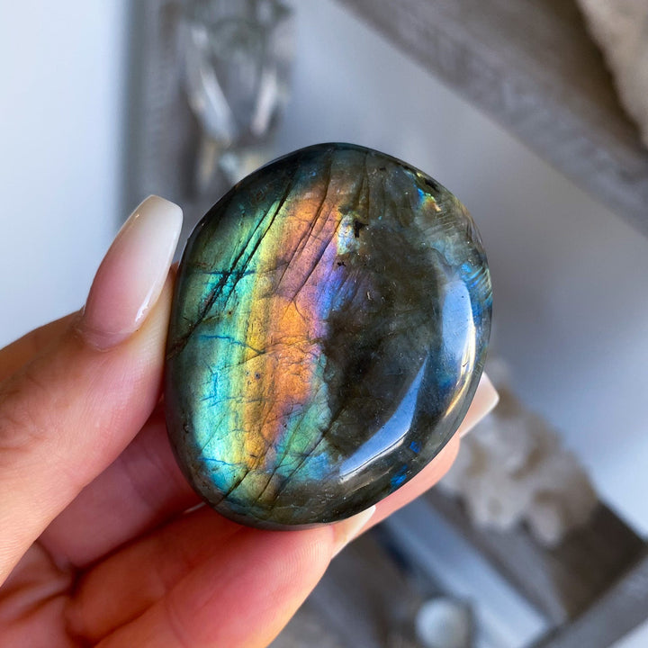 Flashy Labradorite Palm Stone 