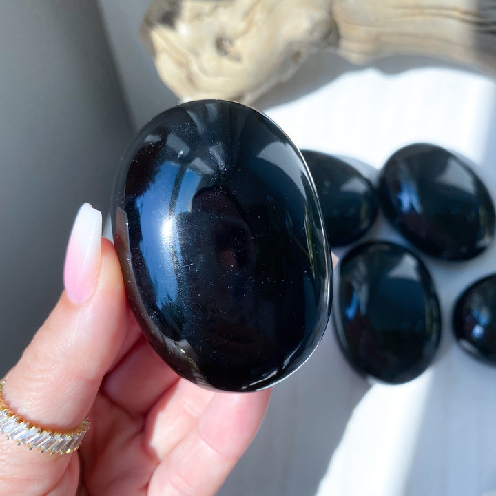Black Obsidian Palm Stone