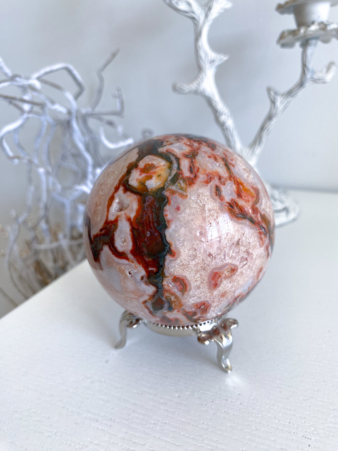 Carnelian & Moss Agate Sphere #2