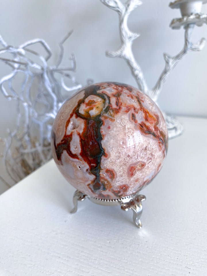 Carnelian & Moss Agate Sphere #2