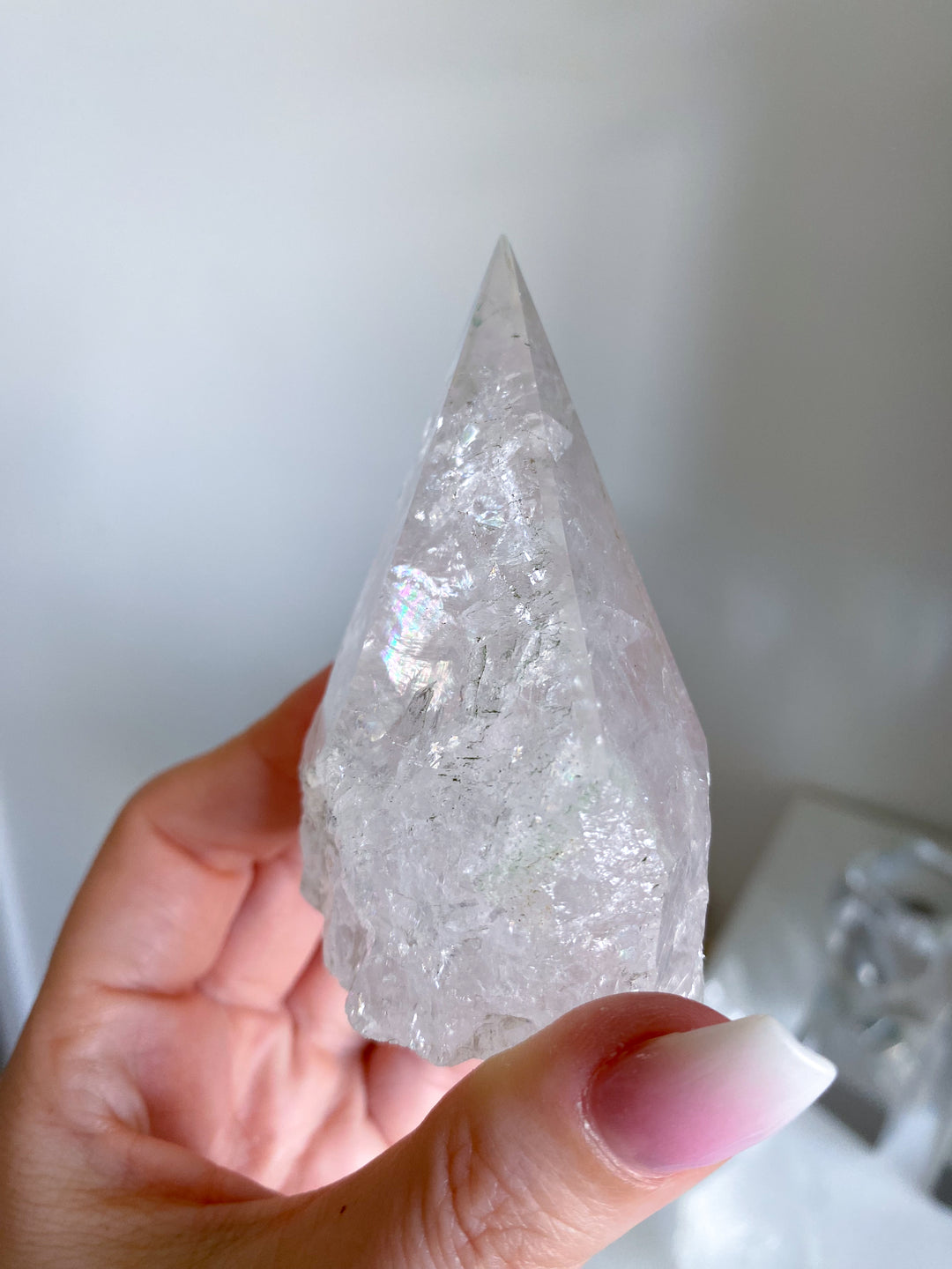 Clear Quartz Top Polish Point 3" w/ Inclusions