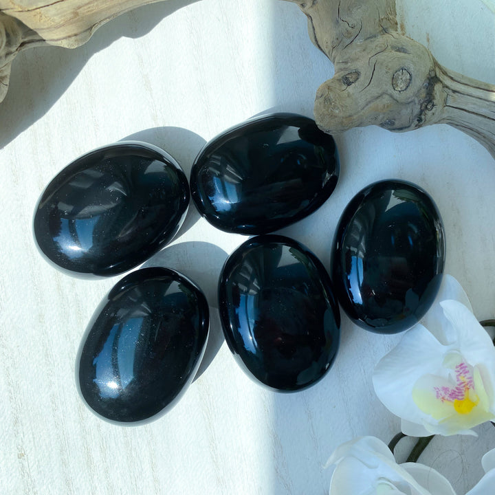 Black Obsidian Palm Stone