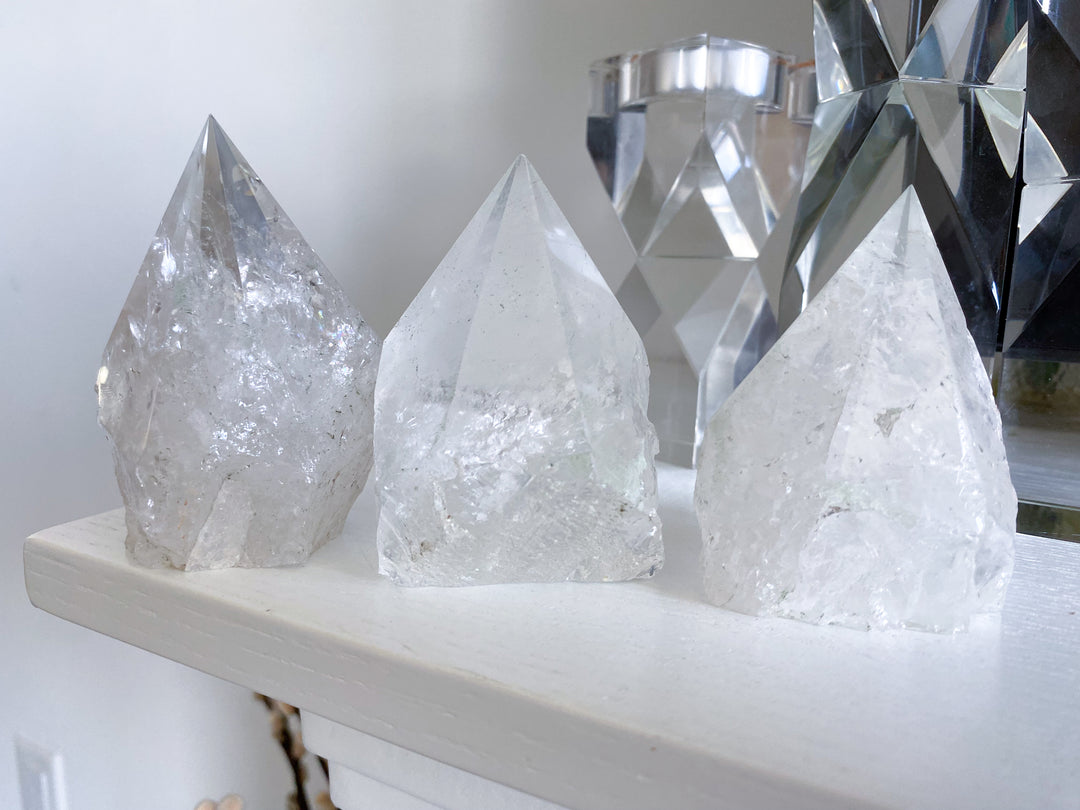 Clear Quartz Top Polish Point 3" w/ Inclusions