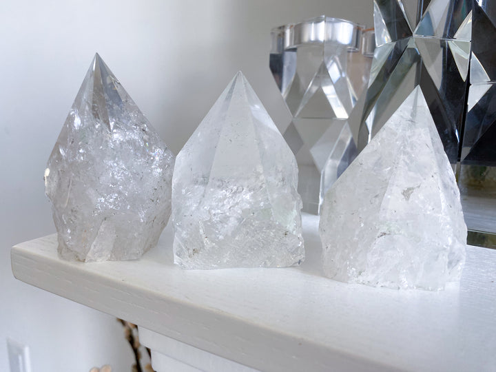 Clear Quartz Top Polish Point 3" w/ Inclusions