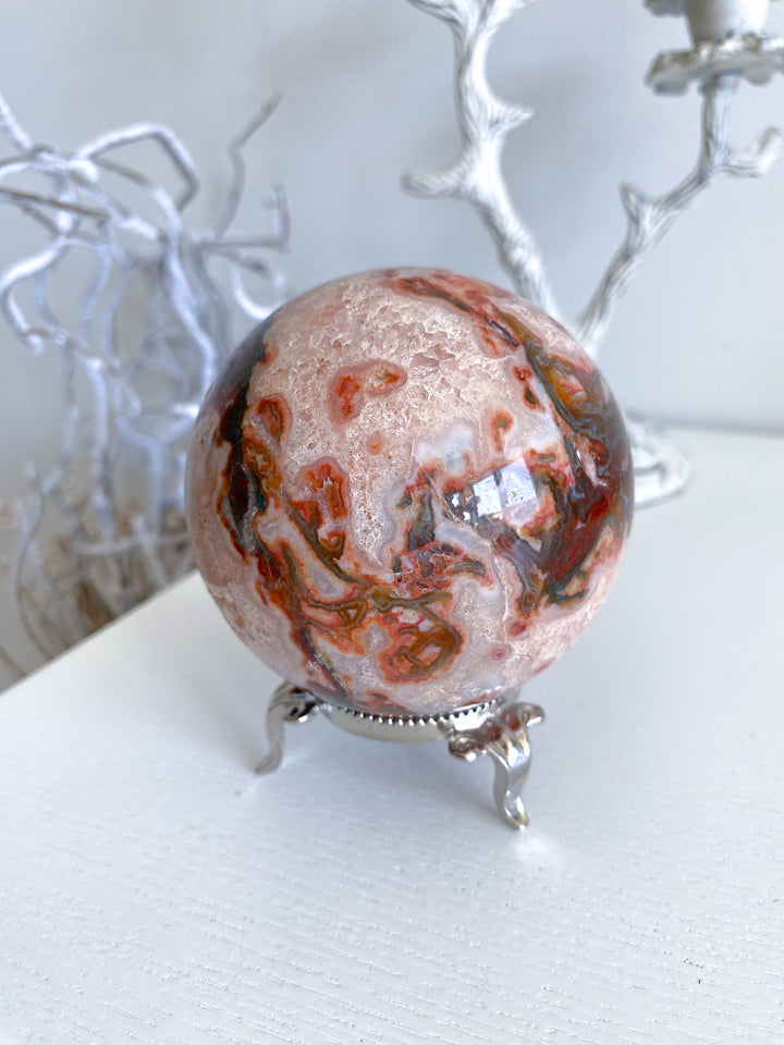 Carnelian & Moss Agate Sphere #2