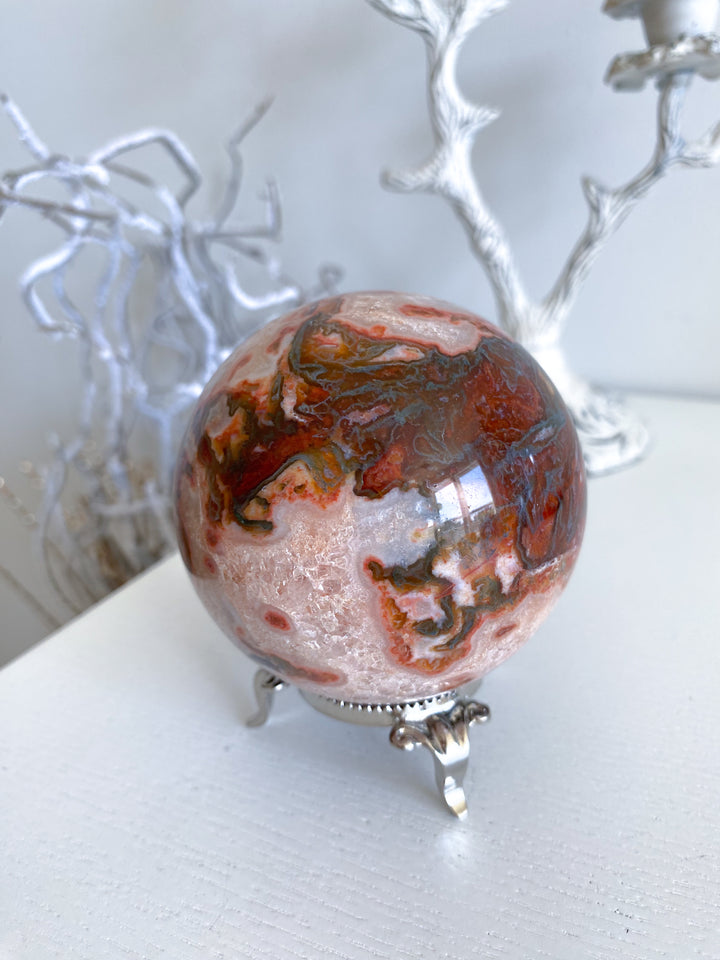 Carnelian & Moss Agate Sphere #2