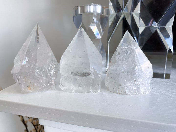 Clear Quartz Top Polish Point 3" w/ Inclusions