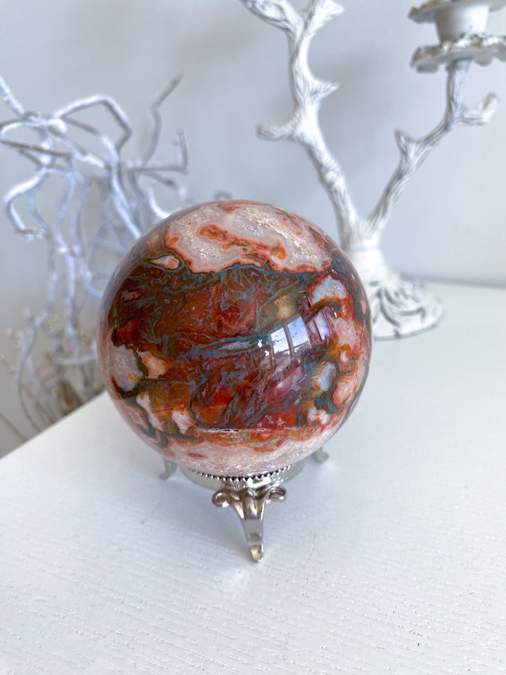 Carnelian & Moss Agate Sphere #2