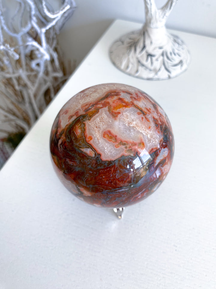 Carnelian & Moss Agate Sphere #2