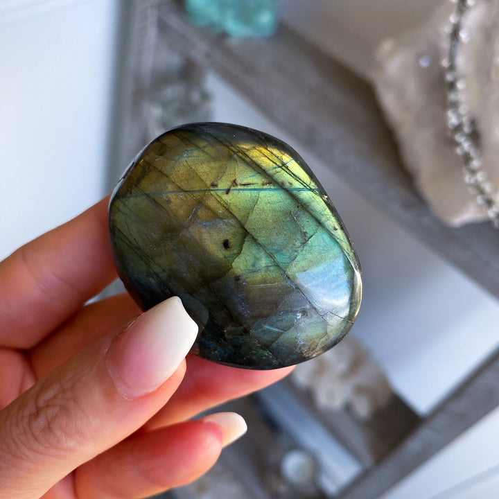 Flashy Labradorite Palm Stone 