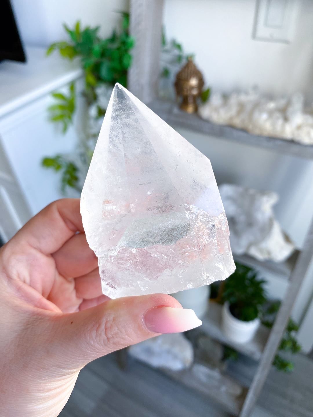 Clear Quartz Top Polish Point 3" w/ Inclusions