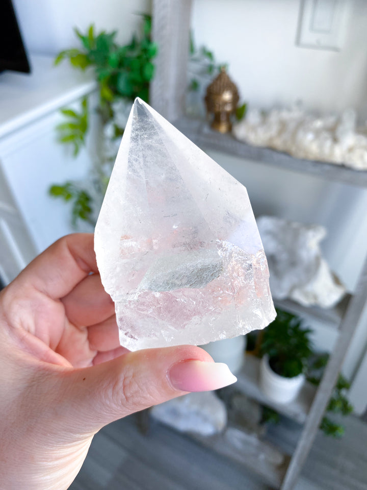 Clear Quartz Top Polish Point 3" w/ Inclusions