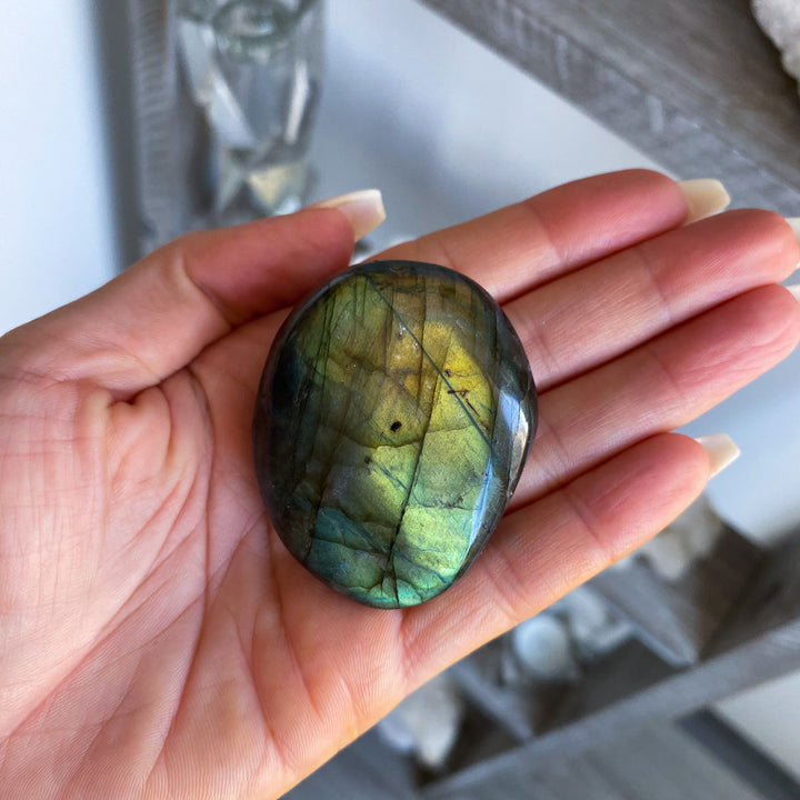 Flashy Labradorite Palm Stone 
