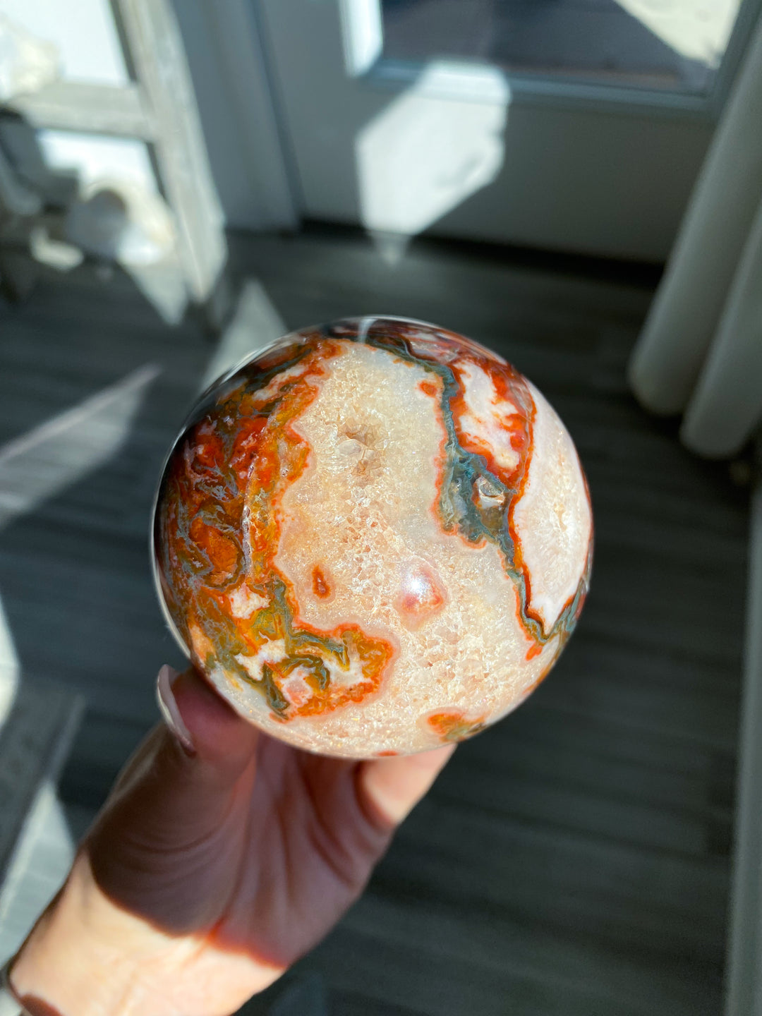 Carnelian & Moss Agate Sphere #2