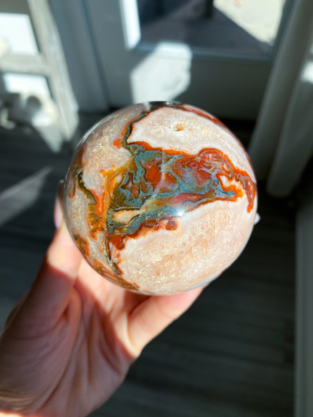 Carnelian & Moss Agate Sphere #2