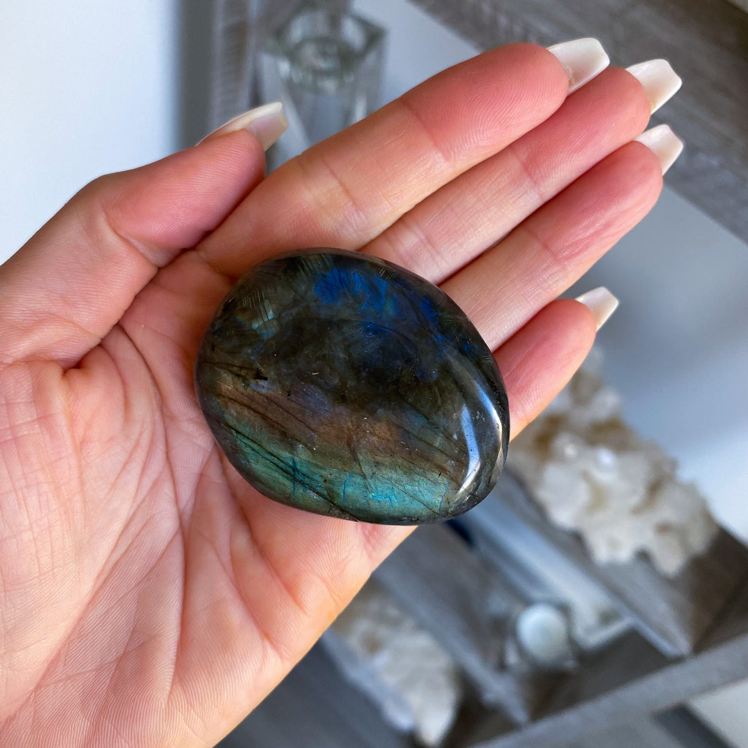 Flashy Labradorite Palm Stone 