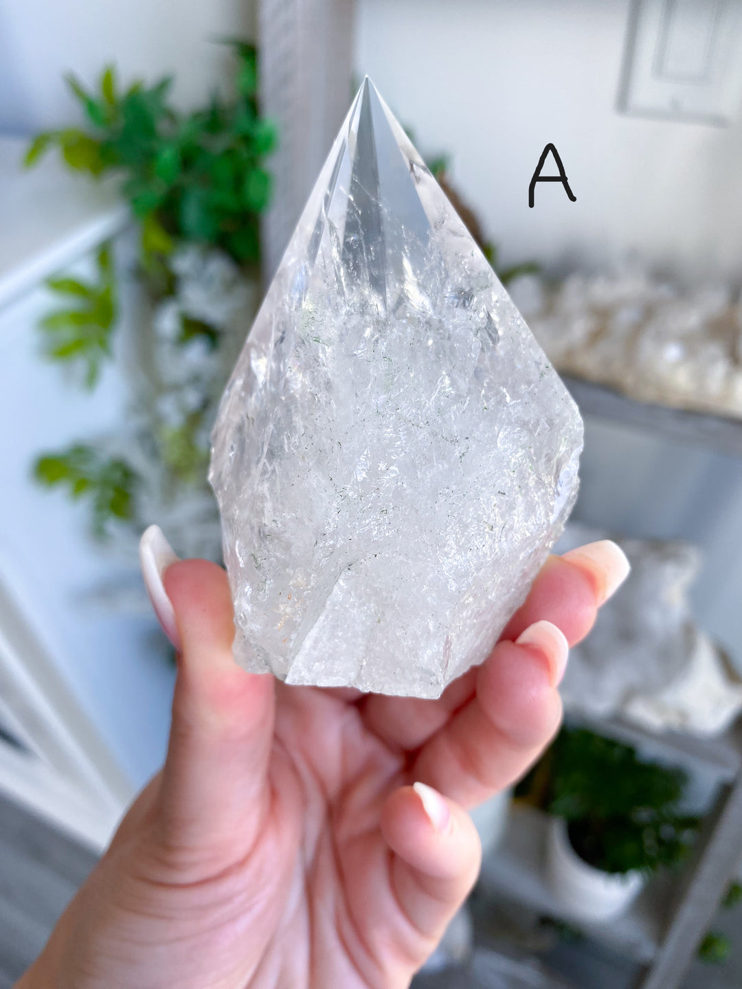 Clear Quartz Top Polish Point 3" w/ Inclusions