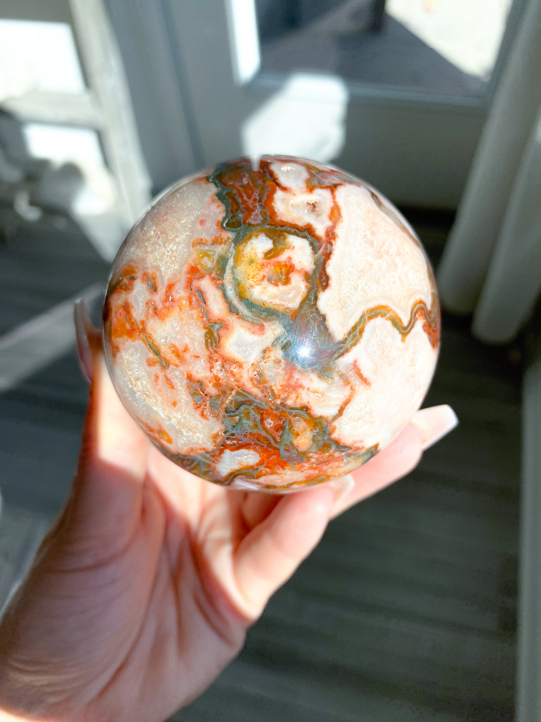 Carnelian & Moss Agate Sphere #2